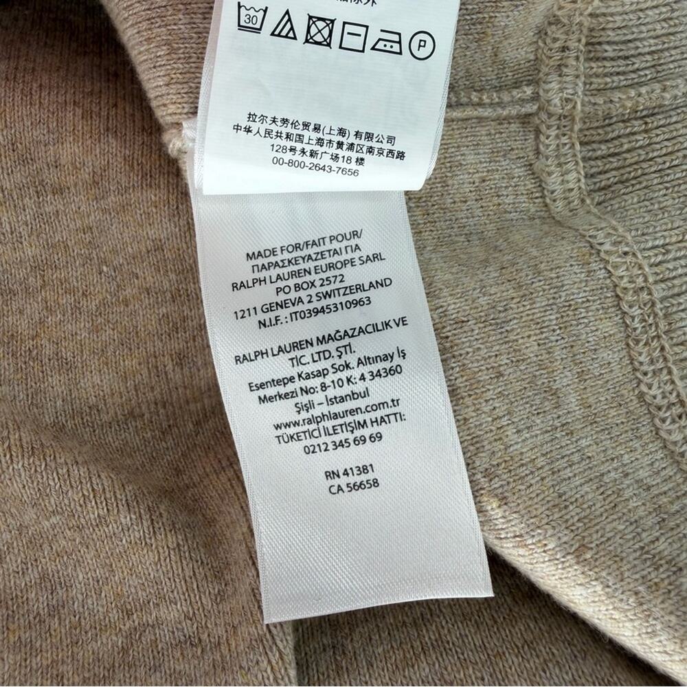 POLO Ralph Lauren Crewneck Cotton Sweater Beige Mens Size 3LT Casual Preppy - Picture 10 of 10